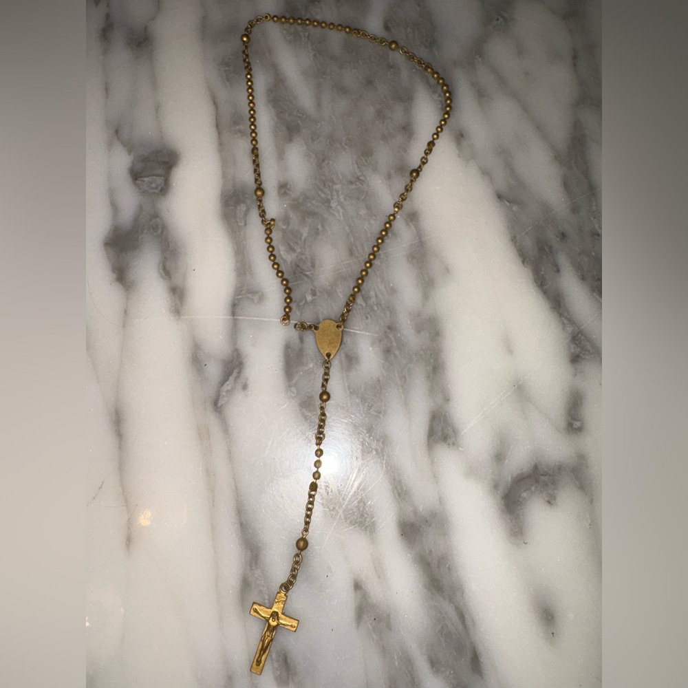 Antique Gold tone Rosary Necklace
